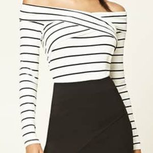 Off the shoulder stripe top